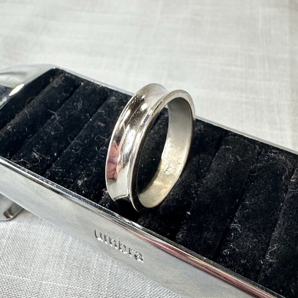 Silver Tone Inverted Band Ring